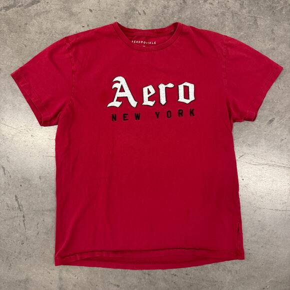 Vintage Y2k Aeropostale Spellout Red Casual Graphic Short Sleeve Tee Medium - Picture 1 of 5